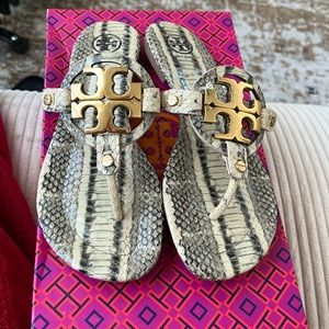 Tory Burch miller 2 snake sandal Latte/gray/gold